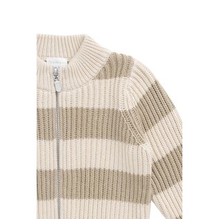 Jamie Kay Idris Knit Zip Cardigan - Wide Stripe Rye/Buff by Jamie Kay