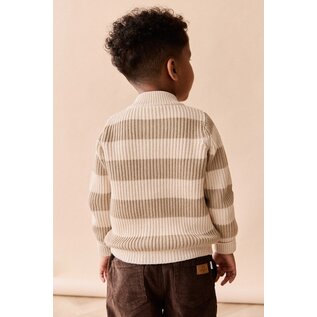 Jamie Kay Idris Knit Zip Cardigan - Wide Stripe Rye/Buff by Jamie Kay