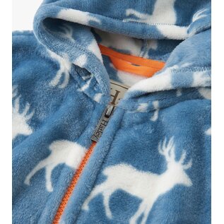 Hatley Staggered Elks Fuzzy Fleece Zip Up Hoodie by Hatley