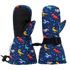Jan & Jul by Twinklebelle Space Dinos Print Waterproof Mittens by Jan and Jul