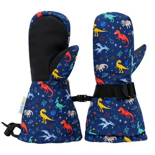 Jan & Jul by Twinklebelle Space Dinos Print Waterproof Mittens by Jan and Jul