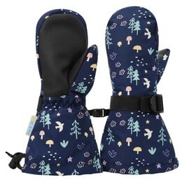 Jan & Jul by Twinklebelle Navy Forest Print Waterproof Snow Mittens by Jan and Jul