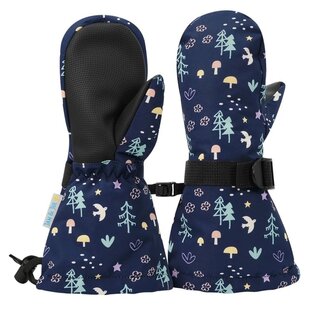 Jan & Jul by Twinklebelle Navy Forest Print Waterproof Snow Mittens by Jan and Jul