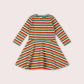 Little Green Radicals Rainbow Striped Long Sleeve Spinny Dress by Little Green Radicals