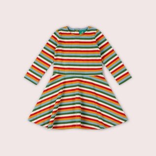 Little Green Radicals Rainbow Striped Long Sleeve Spinny Dress by Little Green Radicals