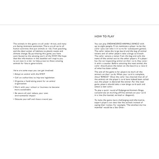 Endangered Animals Bingo Game