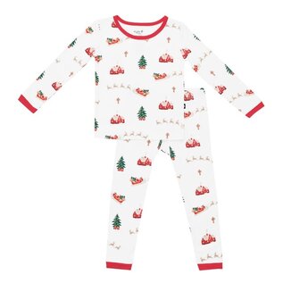Kyte Baby Long Sleeve Pajamas PJs in Santa Sleigh Bamboo 2 Piece PJs by Kyte