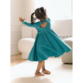 loulou Lollipop Peacock Waffle Knit Long Sleeve Skater Dress by Loulou Lollipop