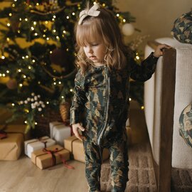 current tyed Evergreen Glow Long Sleeve Zip Bamboo Romper by Current Tyed