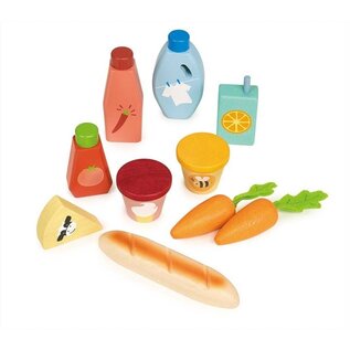 Wooden Play Food with Grocery Bag Set