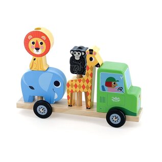 Wooden Tractor Toy with Stacking Farm Animals