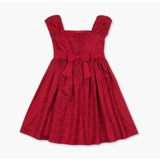 Organic Cotton Sateen Puff Sleeve Red Dress
