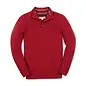 Organic Cotton Red Cable Yoke Mock Neck Sweater