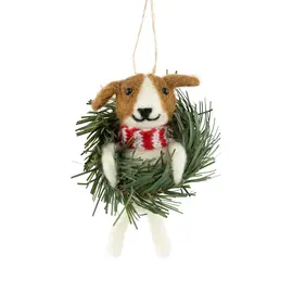 Felt Dog with Garland Holiday Tree Ornament
