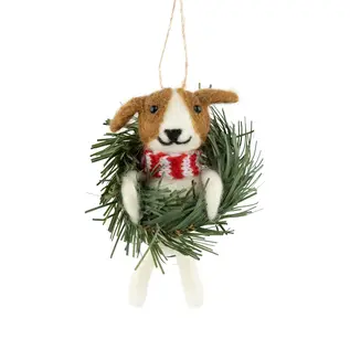 Felt Dog with Garland Holiday Tree Ornament