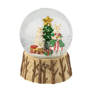 Holiday Snow Globe with Rabbit and Christmas Tree