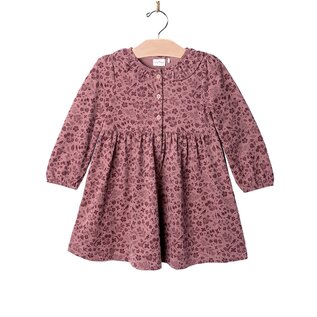 Frill Collar Dress in Plum Birds Print