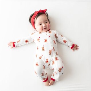 Kyte Baby Bear Hearts Print Zippered Bamboo Romper by Kyte Baby