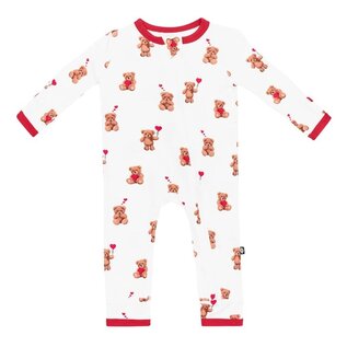 Kyte Baby Bear Hearts Print Zippered Bamboo Romper by Kyte Baby