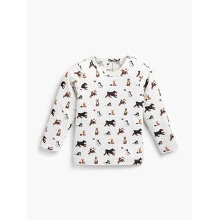 Organic Cotton Long Sleeve Top in Football Pups Dog Print