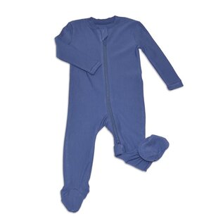 Silkberry Coastal Blue Bamboo Fleece Footed Sleeper with Zipper
