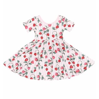 Kyte Baby Short Sleeve Bamboo Twirl Dress in Strawberry Fields Print by Kyte