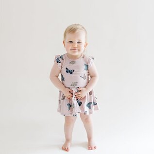 Kyte Baby Blush Butterfly Print Twirl Bodysuit Bamboo Dress by Kyte