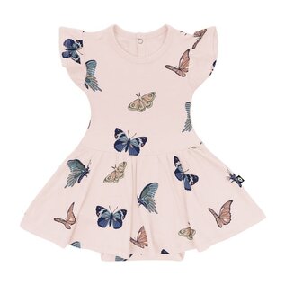 Kyte Baby Blush Butterfly Print Twirl Bodysuit Bamboo Dress by Kyte