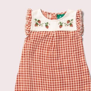 Little Green Radicals Organic Cotton Little Red Check Frill Romper by Little Green Radicals