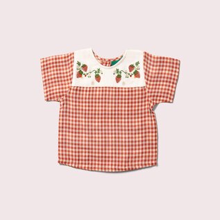 Little Green Radicals Organic Cotton Little Red Check Loose Short Sleeve Top by Little Green Radicals