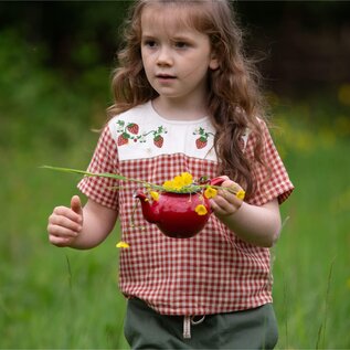 Little Green Radicals Organic Cotton Little Red Check Loose Short Sleeve Top by Little Green Radicals