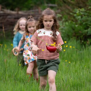 Little Green Radicals Organic Cotton Little Red Check Loose Short Sleeve Top by Little Green Radicals