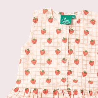 Little Green Radicals Organic Cotton Strawberry Days Ruffle Romper Bodysuit