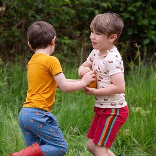 Little Green Radicals Cream Sausage Dog Print T-Shirt by Little Green Radicals