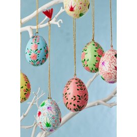 Kashmiri Flower Handpainted Easter Egg Hanging Decoration