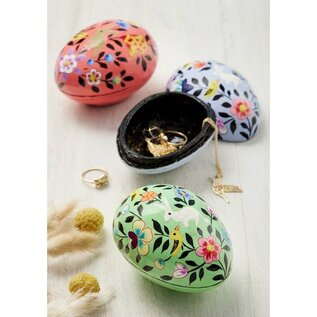 Kashmiri Bunny & Chick Hand Painted Egg Gift Box