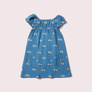 Little Green Radicals Organic Cotton Blue Rainbows Frill Dress by Little Green Radicals