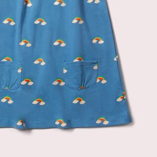 Little Green Radicals Organic Cotton Blue Rainbows Frill Dress by Little Green Radicals