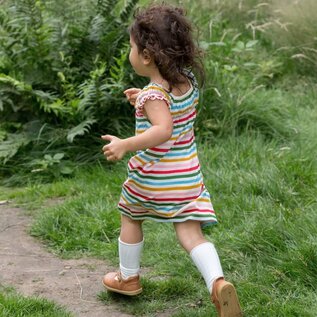 Little Green Radicals Organic Cotton Rainbow Stripe Pocket Play Days Dress by Little Green Radicals