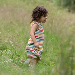 Little Green Radicals Organic Cotton Rainbow Stripe Pocket Play Days Dress by Little Green Radicals
