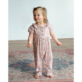 City Mouse Studio Peter Pan Collar Romper Spring Bouquet Print by City Mouse Studio