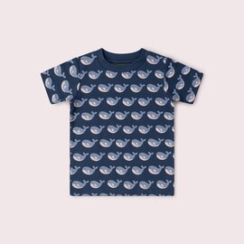 Little Green Radicals Blue Singing Whales Print T-Shirt by Little Green Radicals