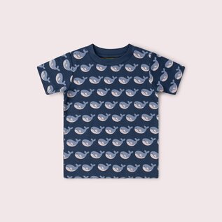 Little Green Radicals Blue Singing Whales Print T-Shirt by Little Green Radicals