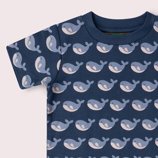 Little Green Radicals Blue Singing Whales Print T-Shirt by Little Green Radicals