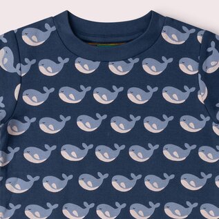 Little Green Radicals Blue Singing Whales Print T-Shirt by Little Green Radicals