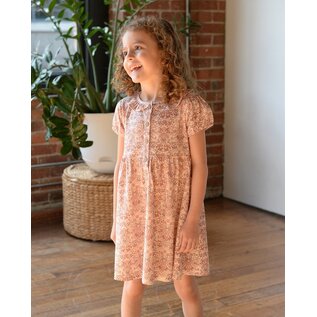 Peter Pan Frill Collar Puff Sleeve Dress in Spring Bouquet Print