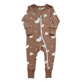 Parade Chickens Print 2 Way Zip Organic Cotton Romper by Parade