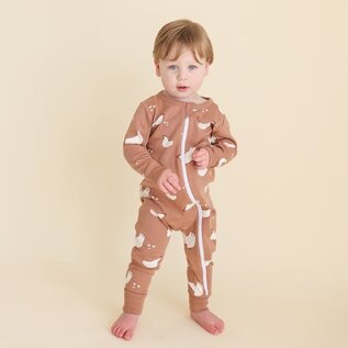 Parade Chickens Print 2 Way Zip Organic Cotton Romper by Parade