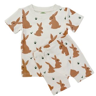 Parade Brown Bunnies Print Organic Cotton Short PJ Set by Parade