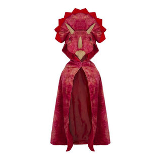 Great Pretenders Triceratops Hooded Cape Red Kids Size 4-5 Years